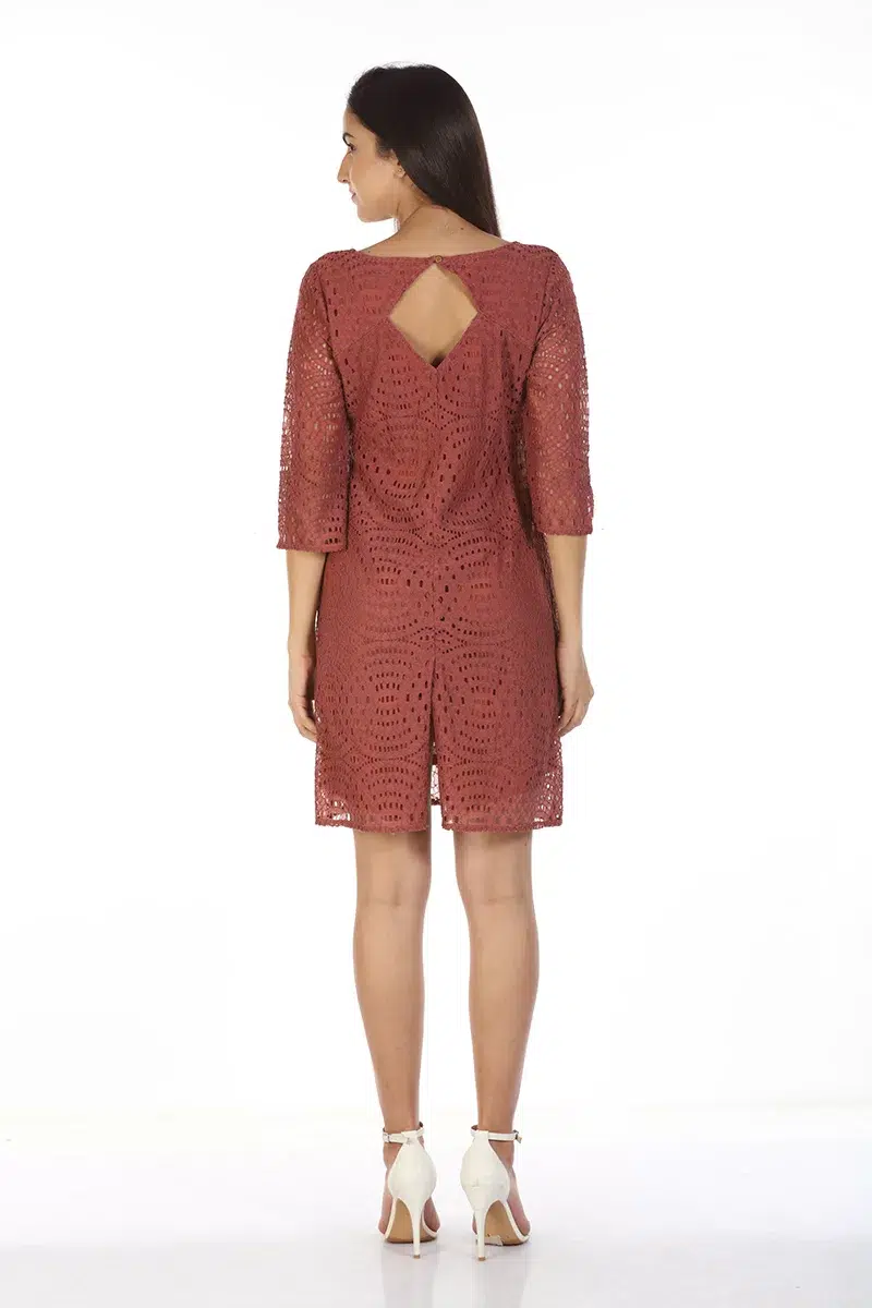 Brick Red Dress For Women Midi