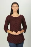 Brown Schiffli Women Top Trendy