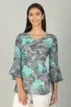 Blue Printed Women Top