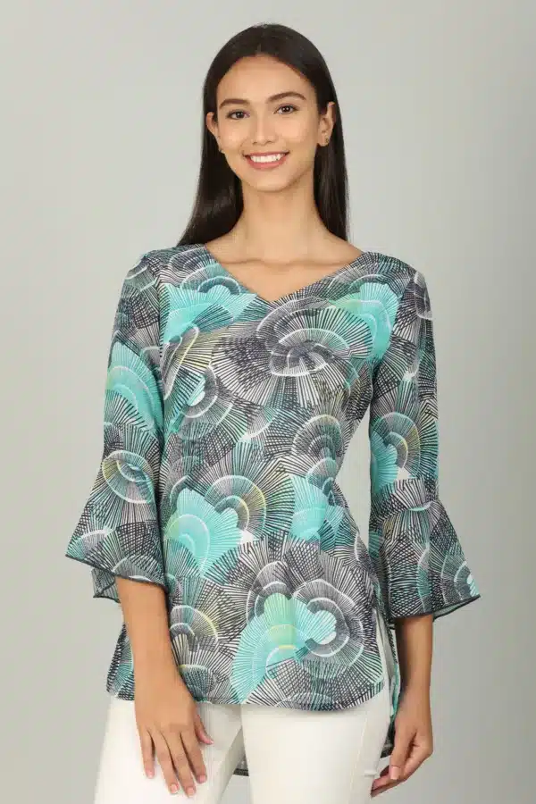 Blue Printed Women Top