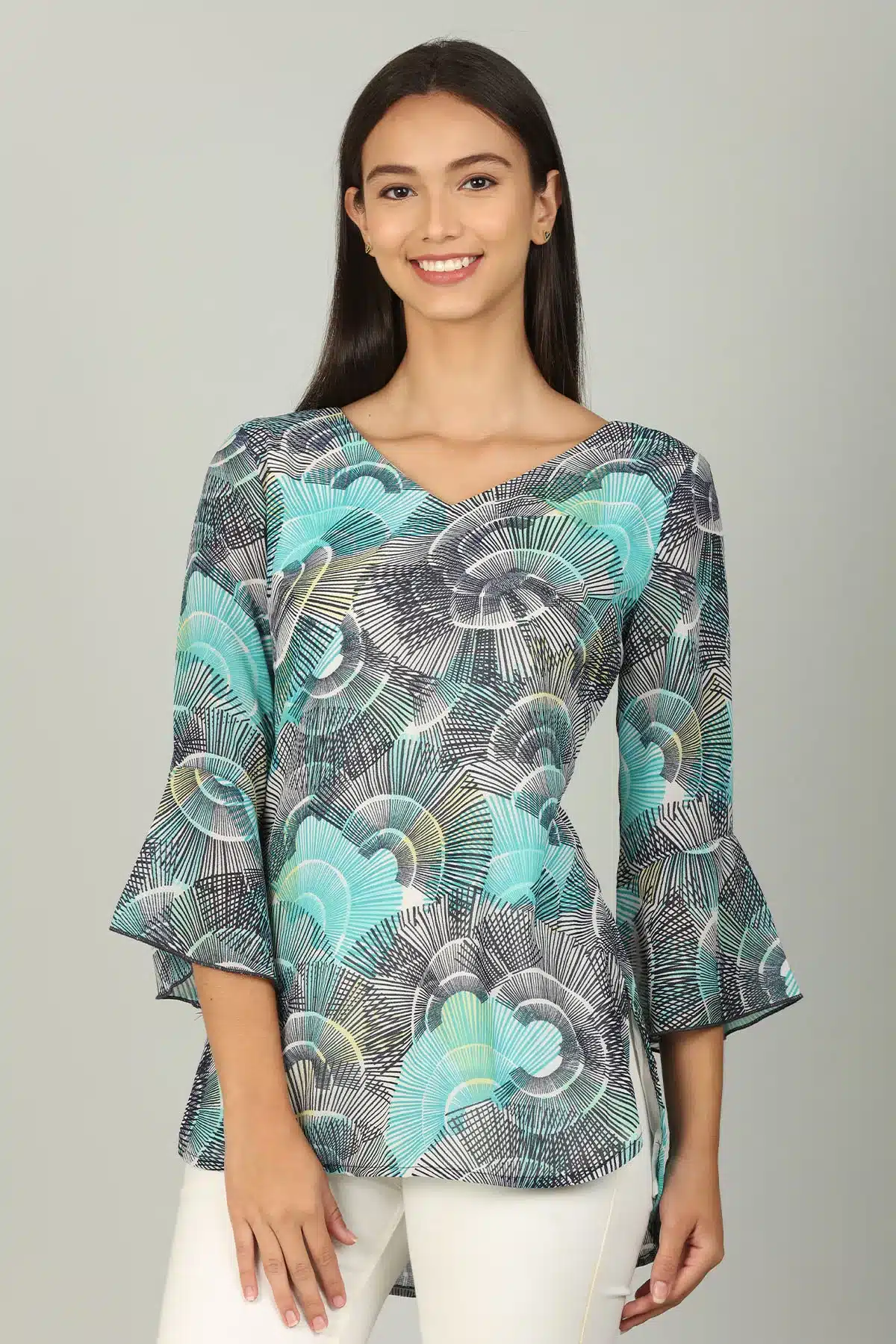 Blue Printed Women Top