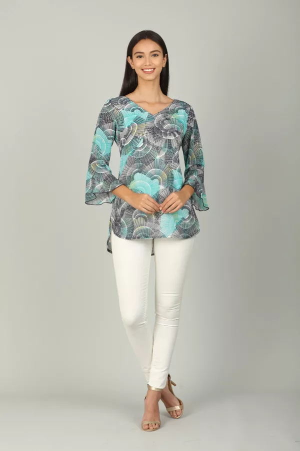 Blue Printed Women Top