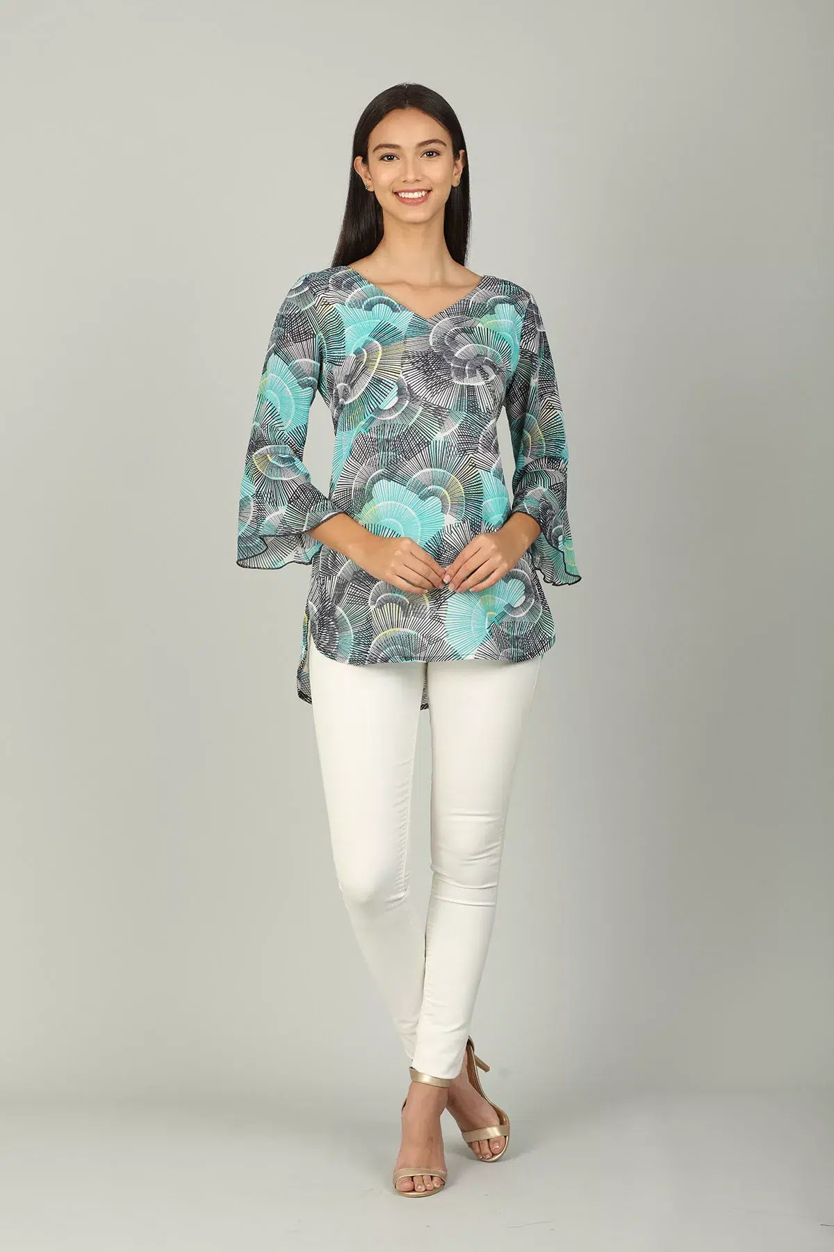 Blue Printed Women Top