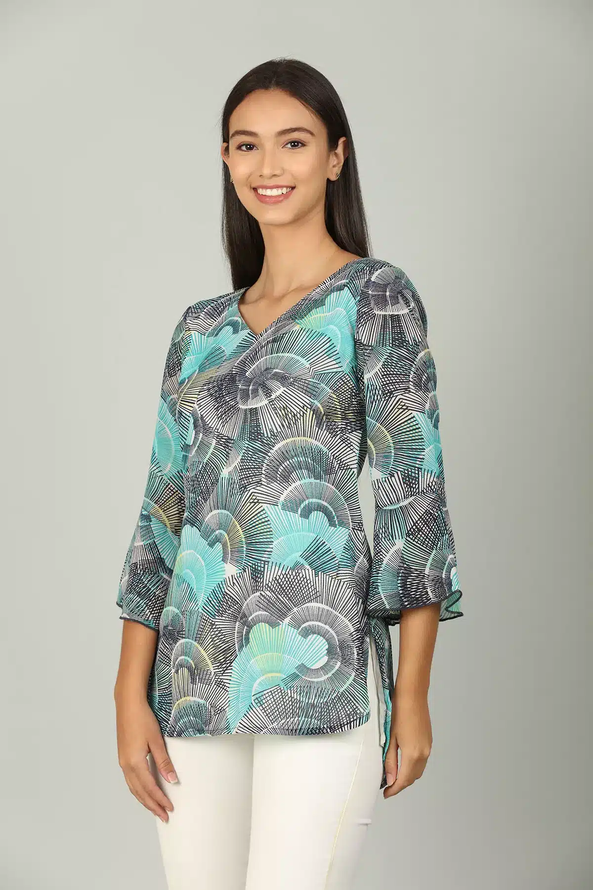 Blue Printed Women Top