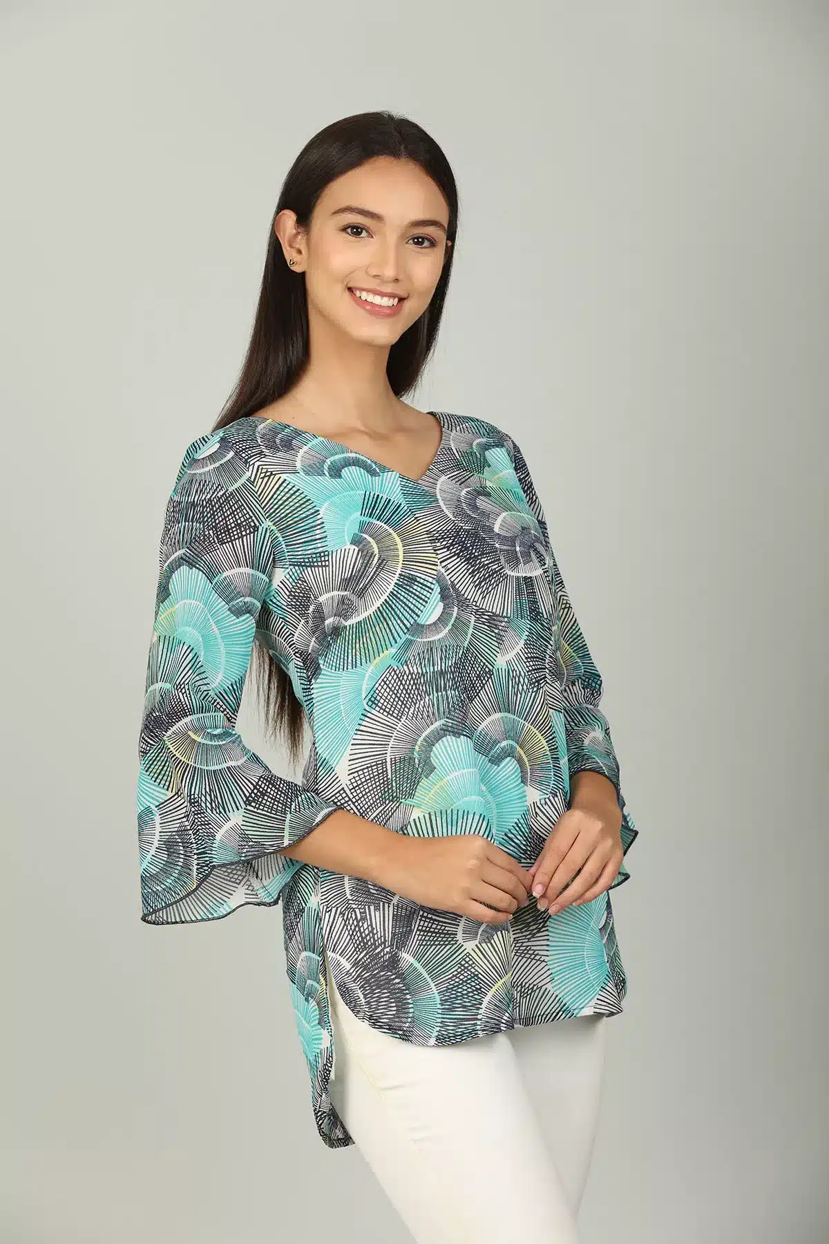 Blue Printed Women Top