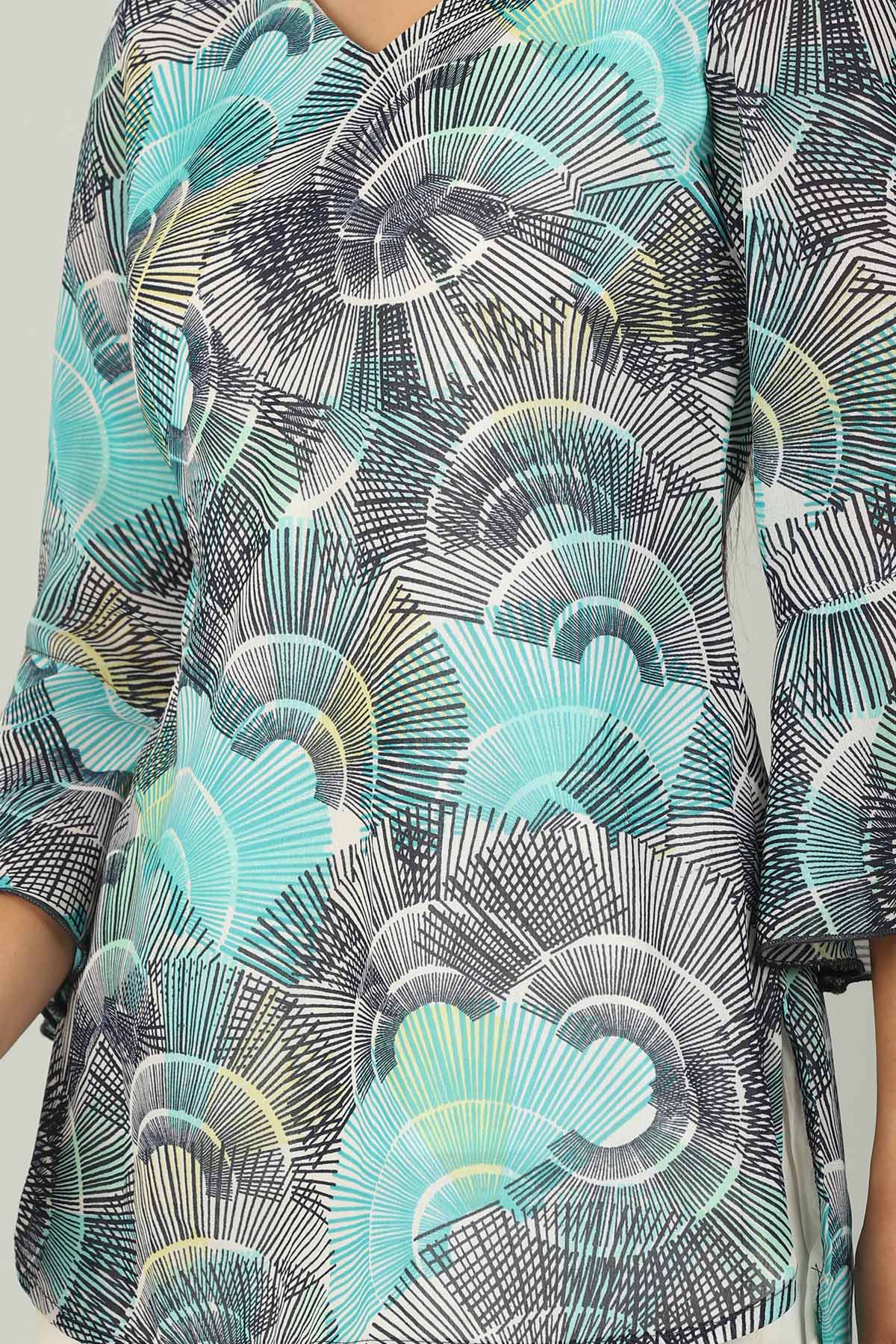 Blue Printed Women Top