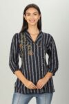Blue Shirt With White Stripes For Women