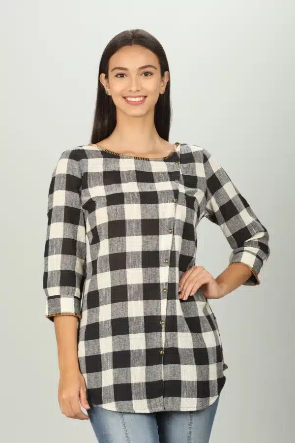 Black Checks Ladies Top Fancy