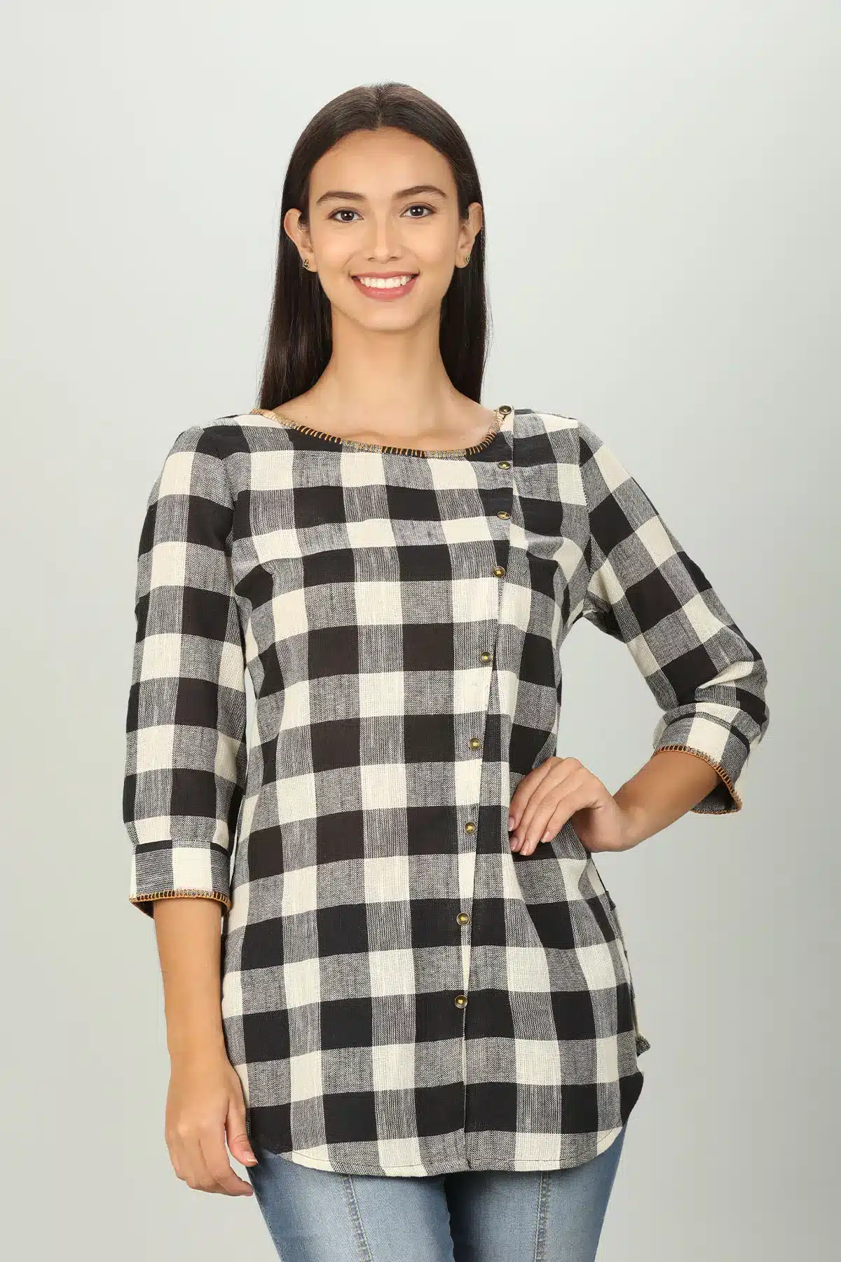 Black Checks Ladies Top Fancy
