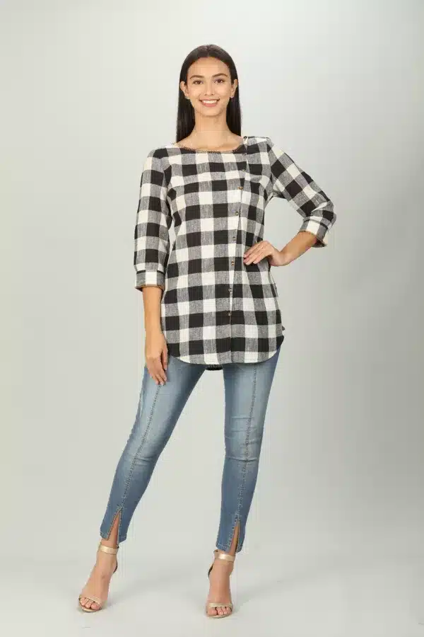 Black Checks Ladies Top Fancy