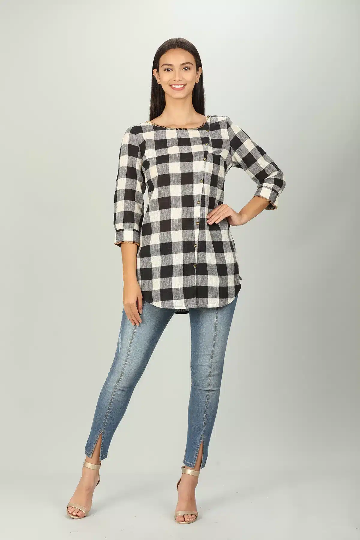 Black Checks Ladies Top Fancy