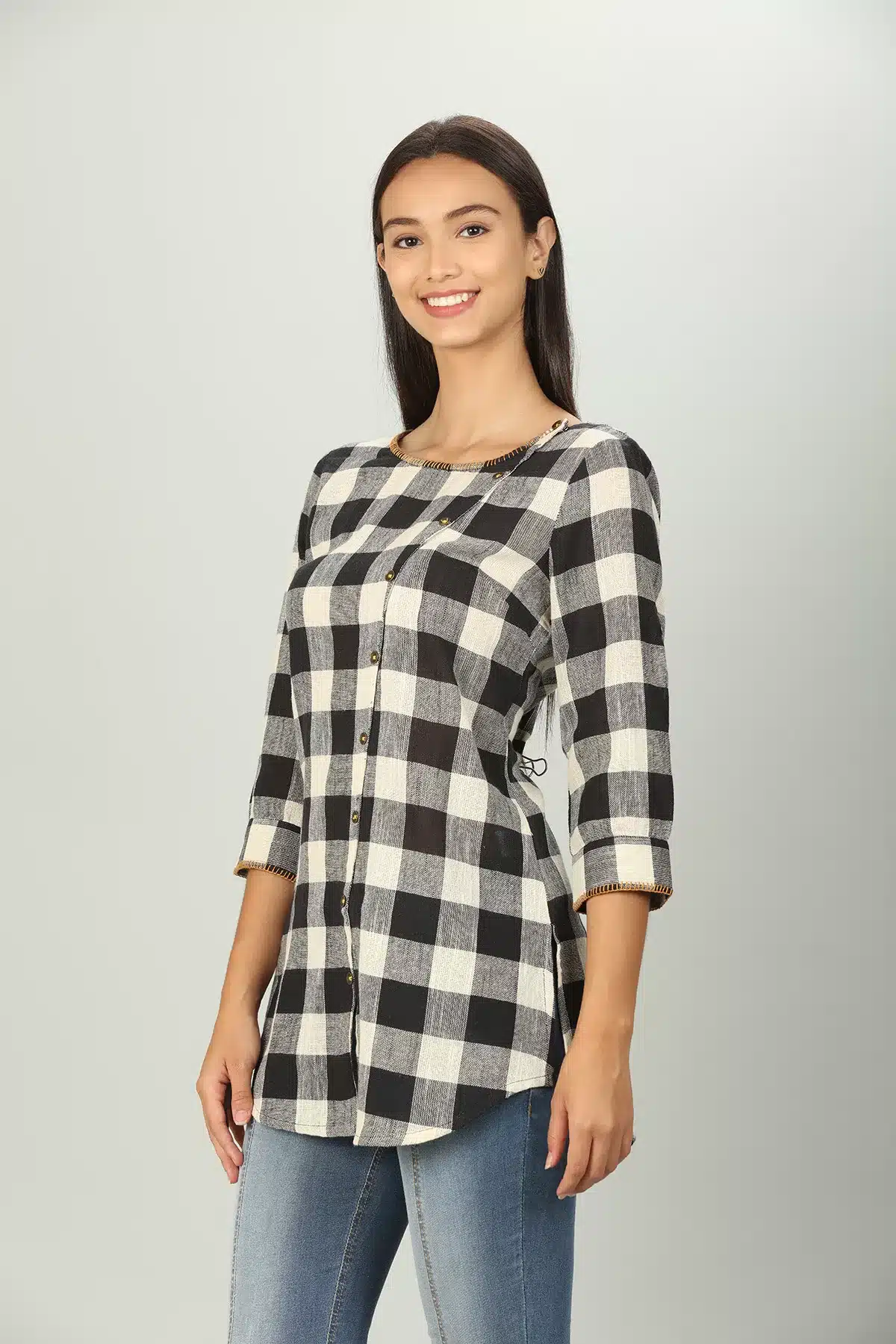 Black Checks Ladies Top Fancy