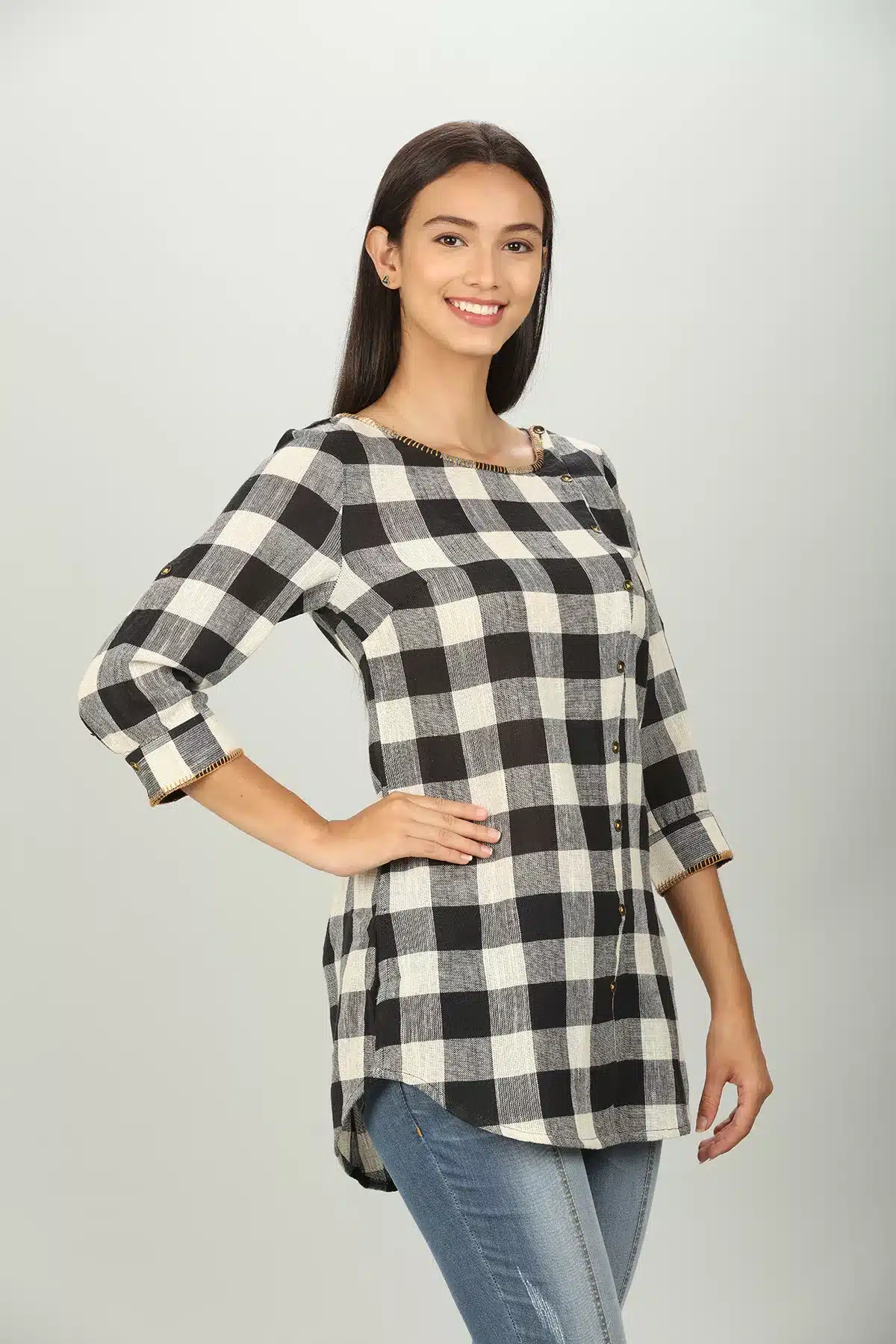 Black Checks Ladies Top Fancy
