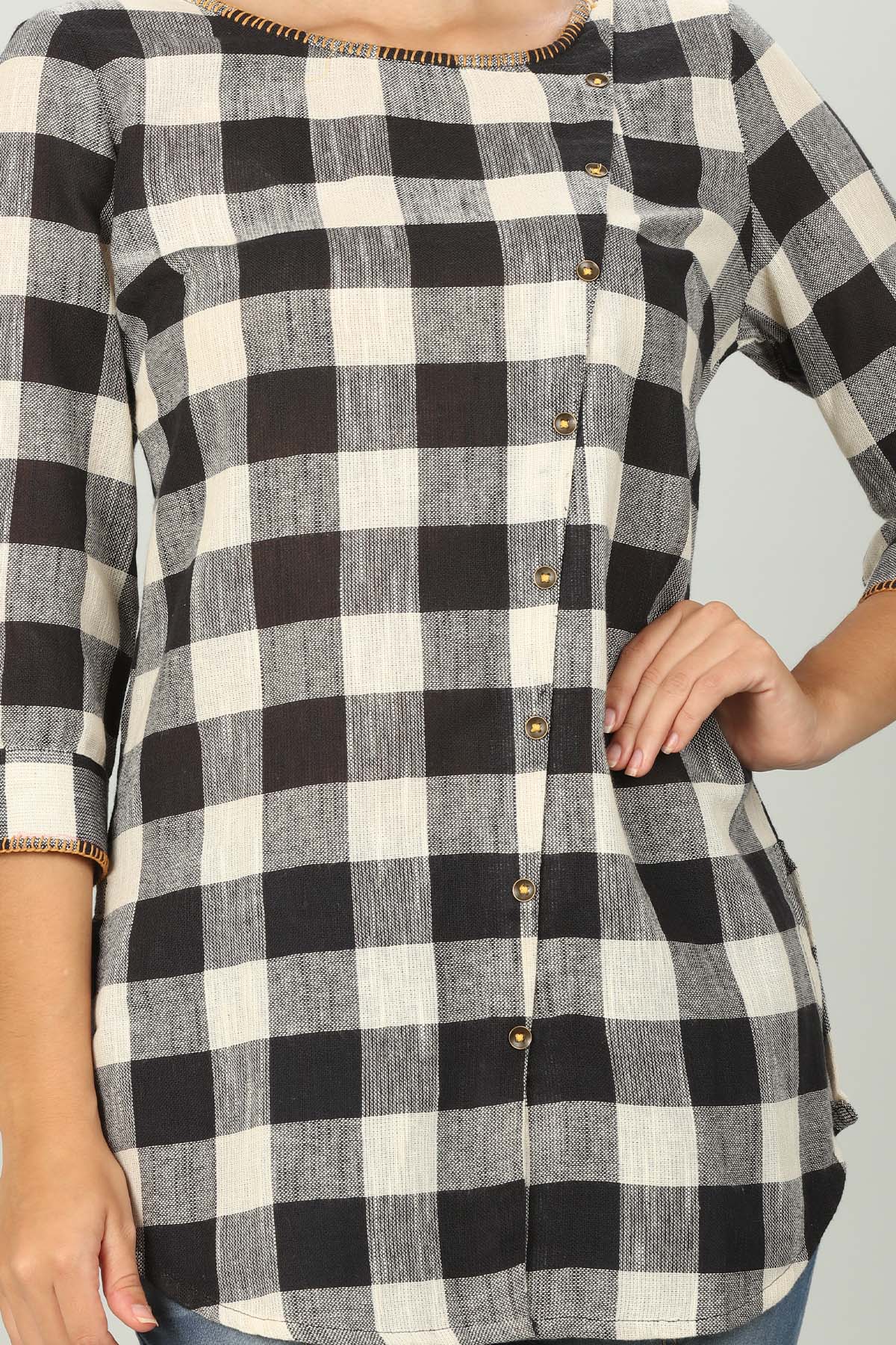 Black Checks Ladies Top Fancy