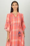 Checks Pink Dress For Women