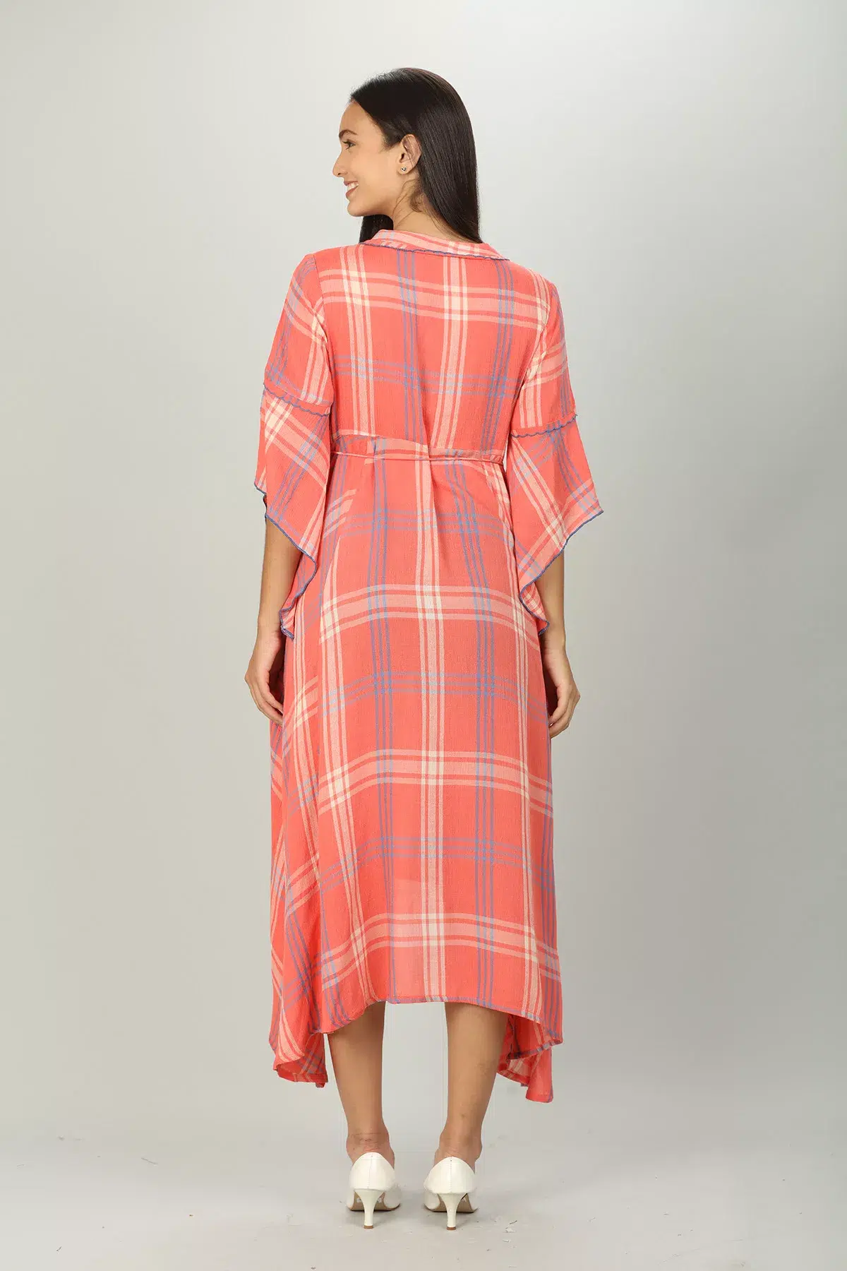 Checks Pink Dress For Women