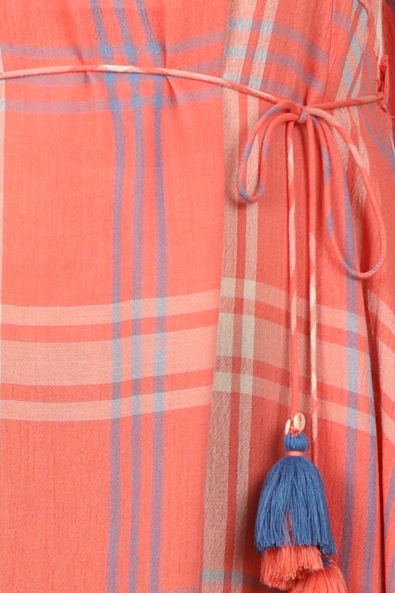 Checks Pink Dress For Women