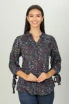 Printed Dark Blue Shirt For Women
