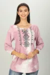 Light Pink Tie And Dye Printed Ladies Top