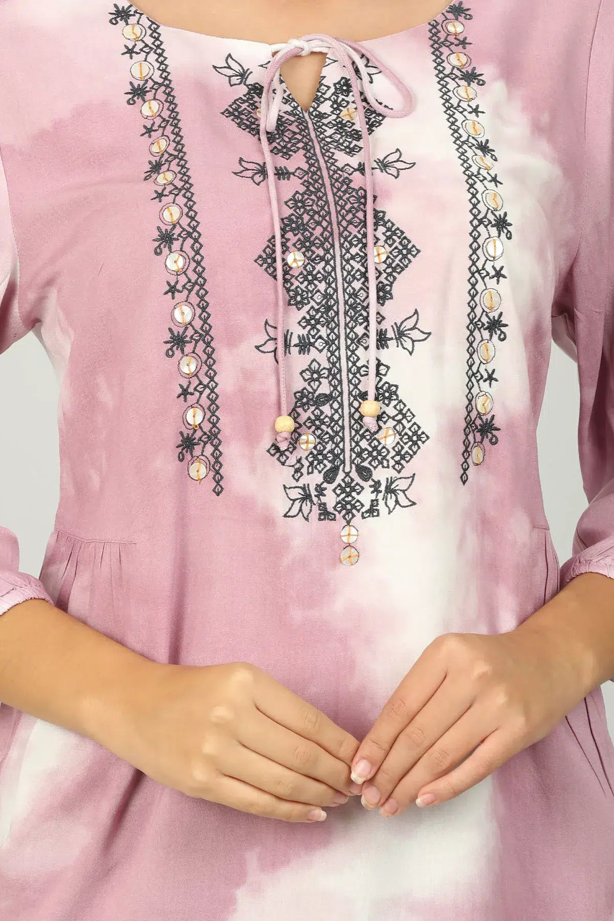 Light Pink Tie And Dye Printed Ladies Top