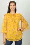 Floral Printed Women Top Yellow