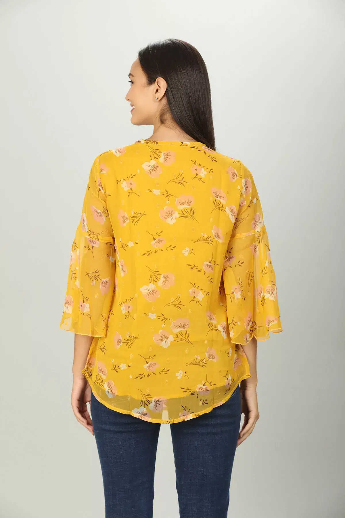 Floral Printed Women Top Yellow