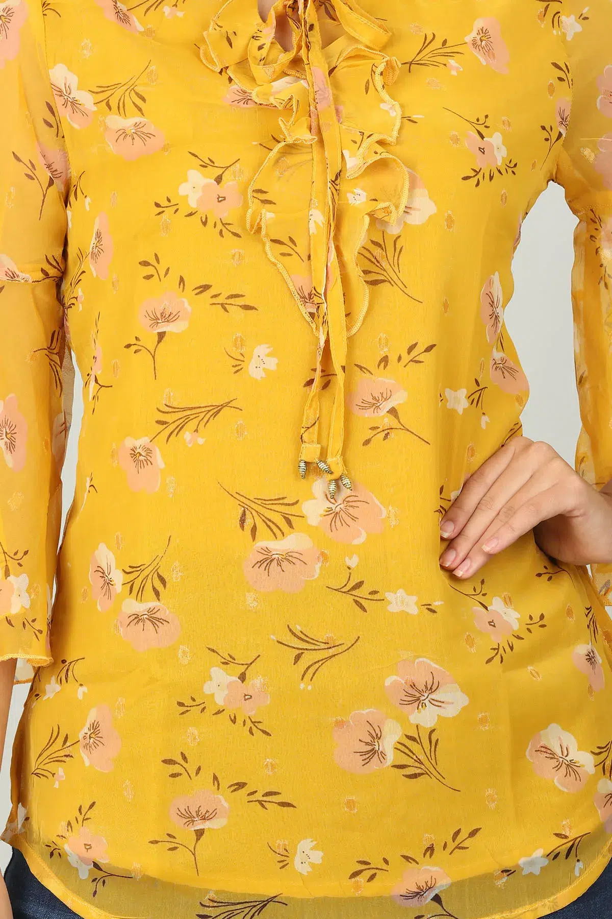 Floral Printed Women Top Yellow