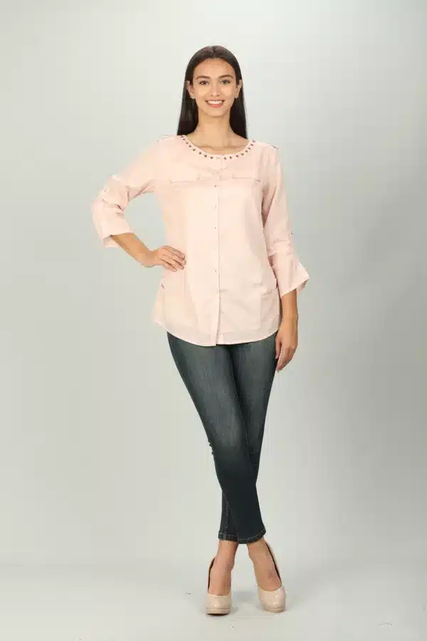 Pink Plain Shirt For Women