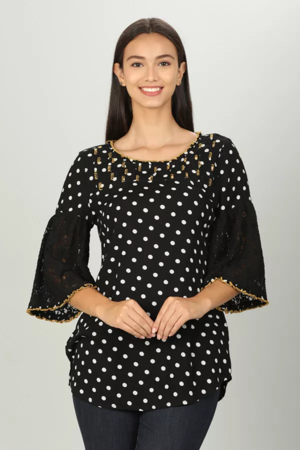 Black Polka Dot Ladies Tops Latest