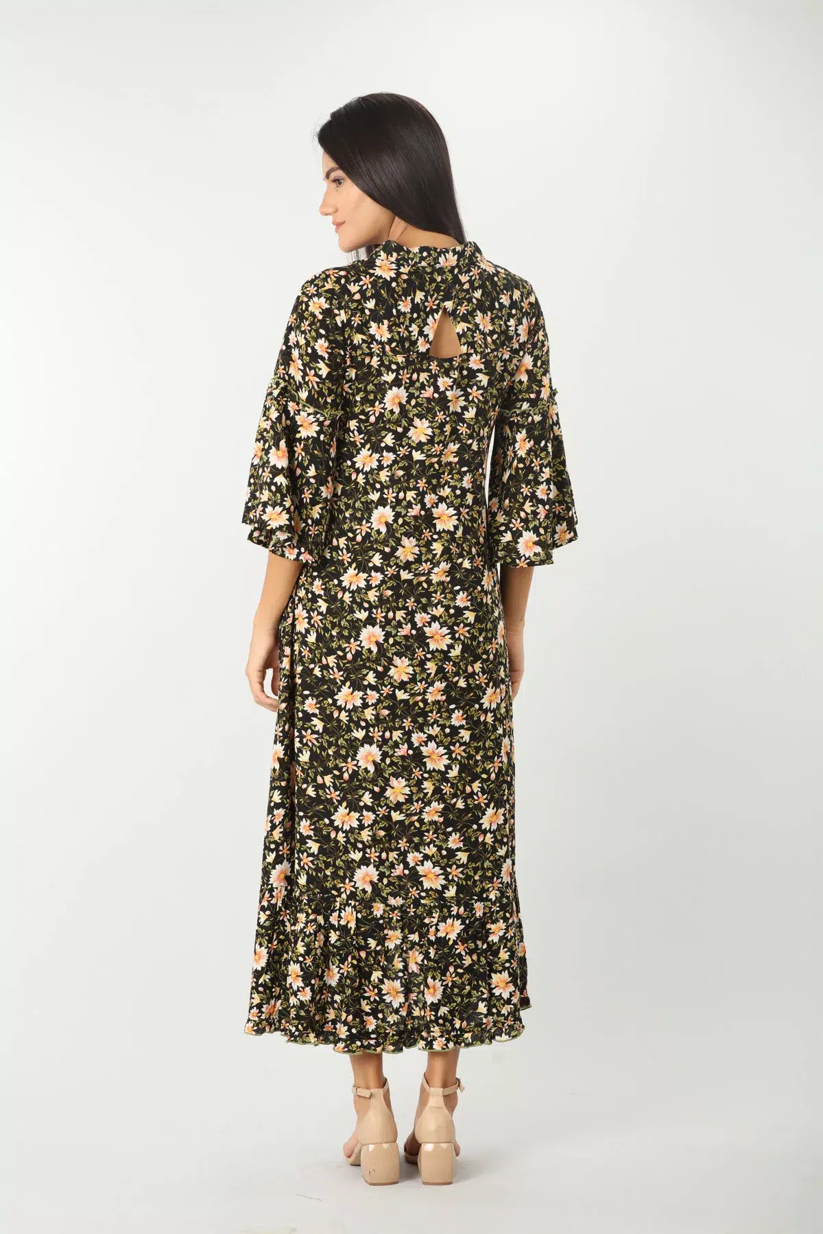 Printed Black Floral Print Dress For Women