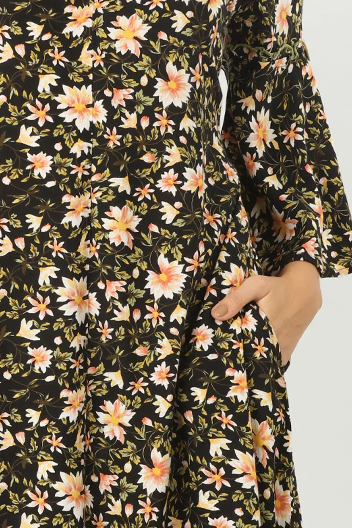 Printed Black Floral Print Dress For Women