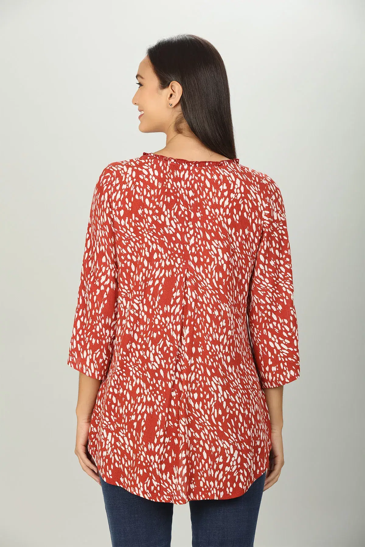 Red Abstract Printed Women Top Trendy
