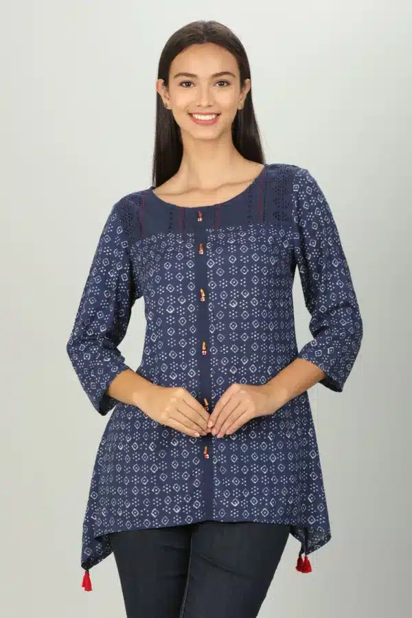 Blue Printed Women Top Stylish