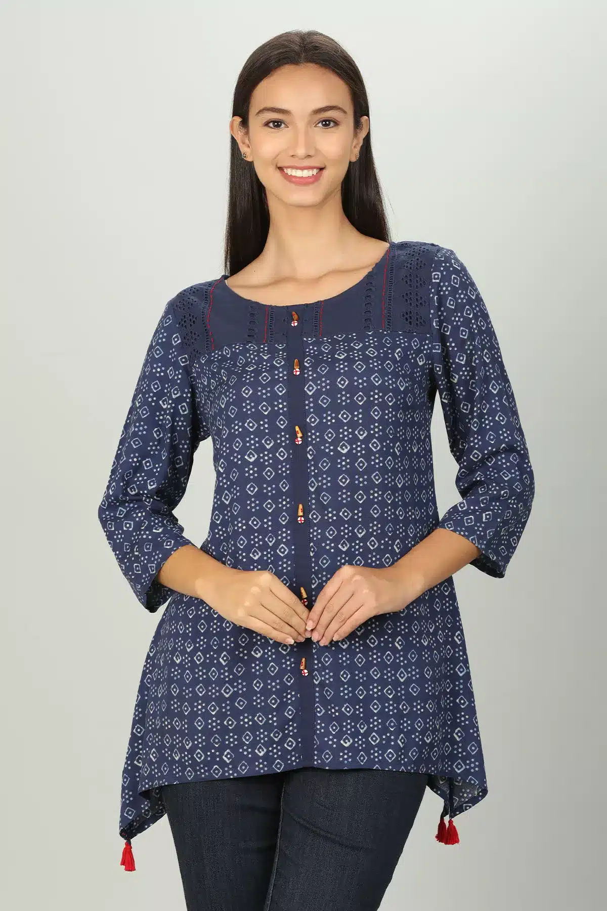 Blue Printed Women Top Stylish
