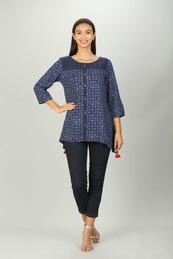Blue Printed Women Top Stylish