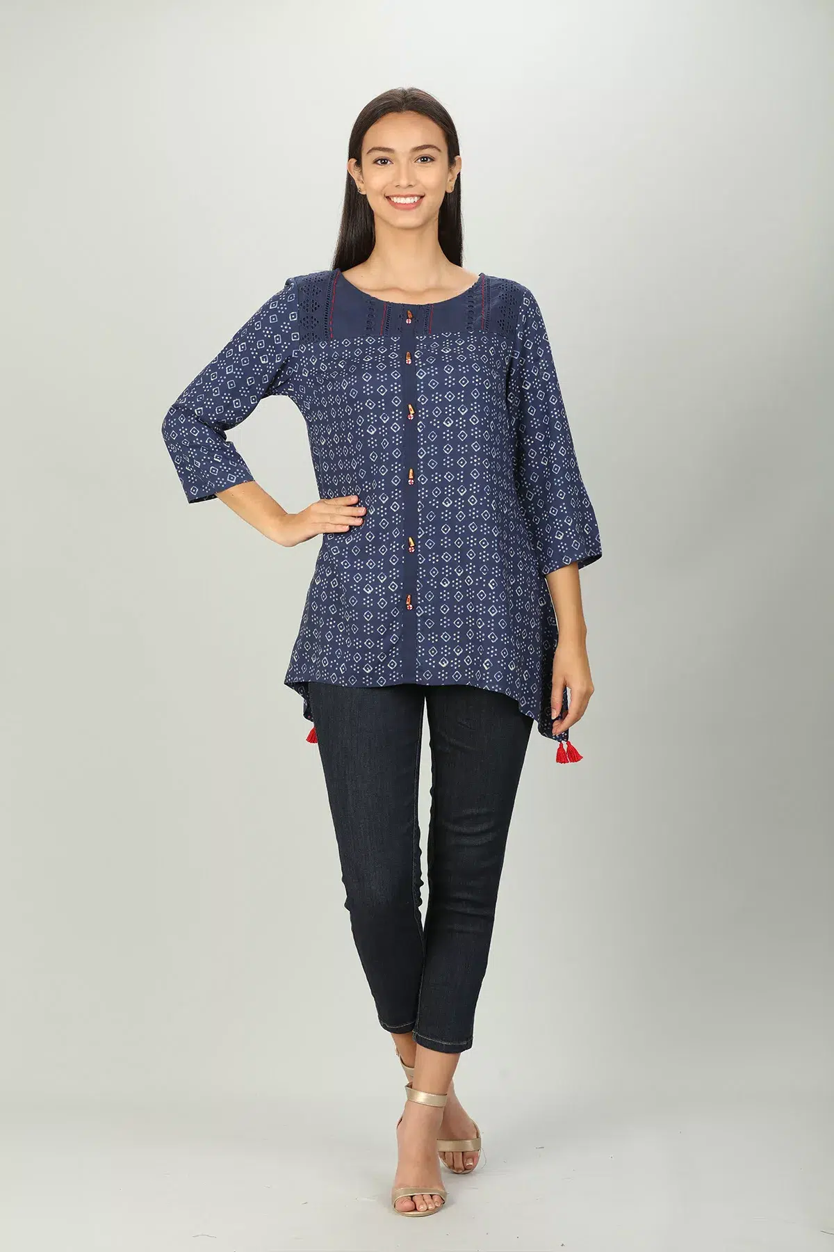 Blue Printed Women Top Stylish