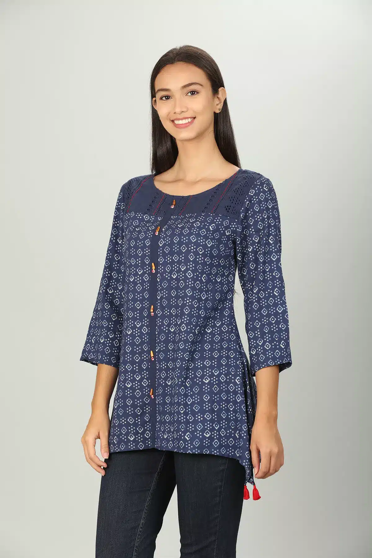 Blue Printed Women Top Stylish