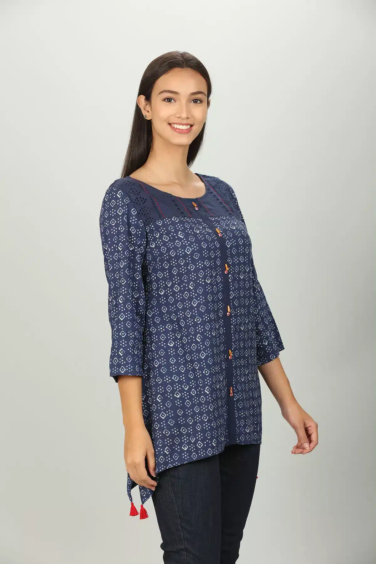 Blue Printed Women Top Stylish