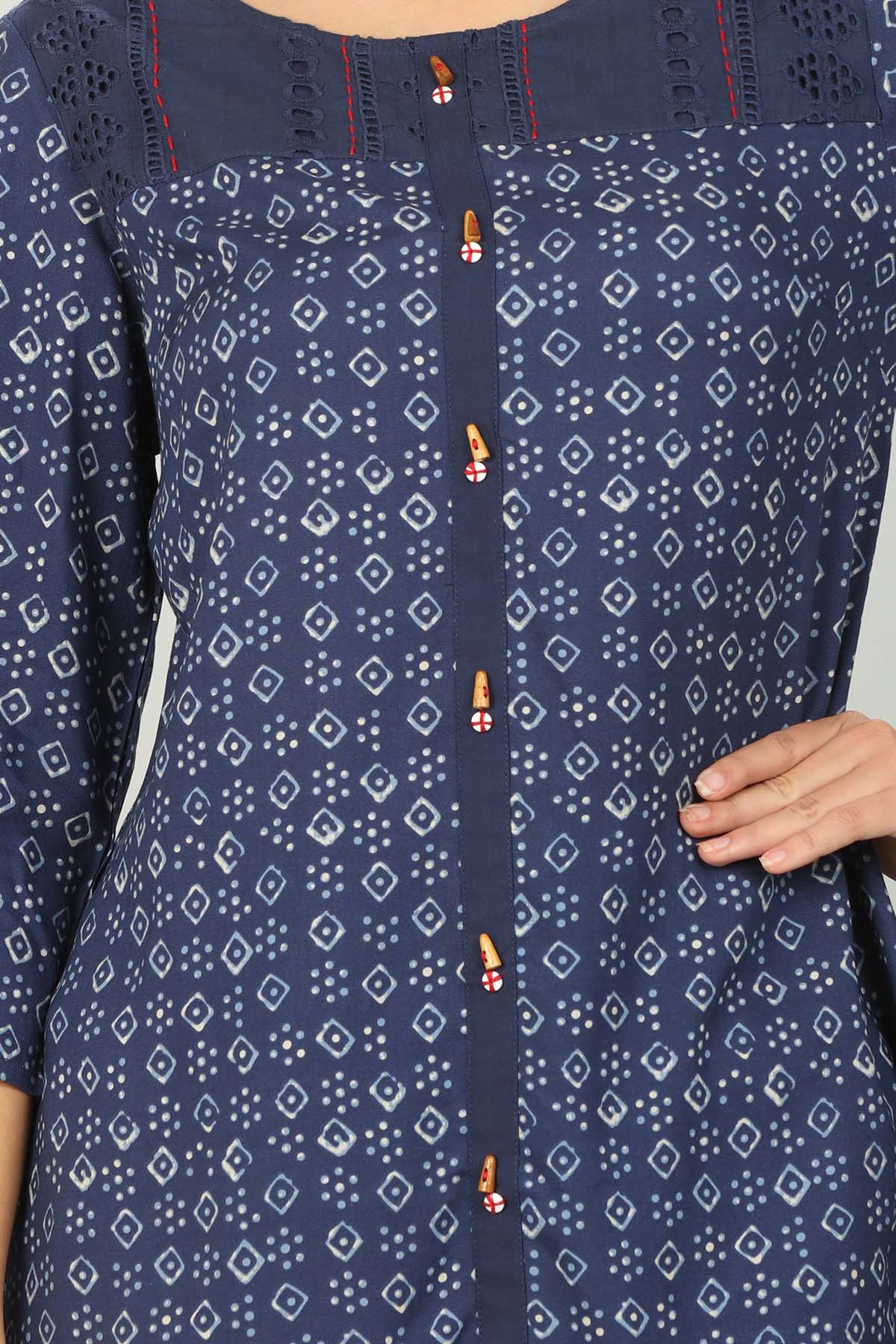 Blue Printed Women Top Stylish