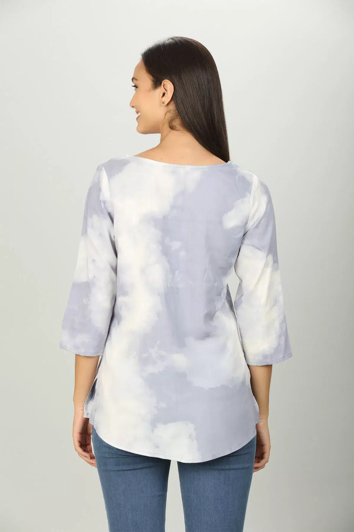Blue Tie And Die Printed Women Top Stylish
