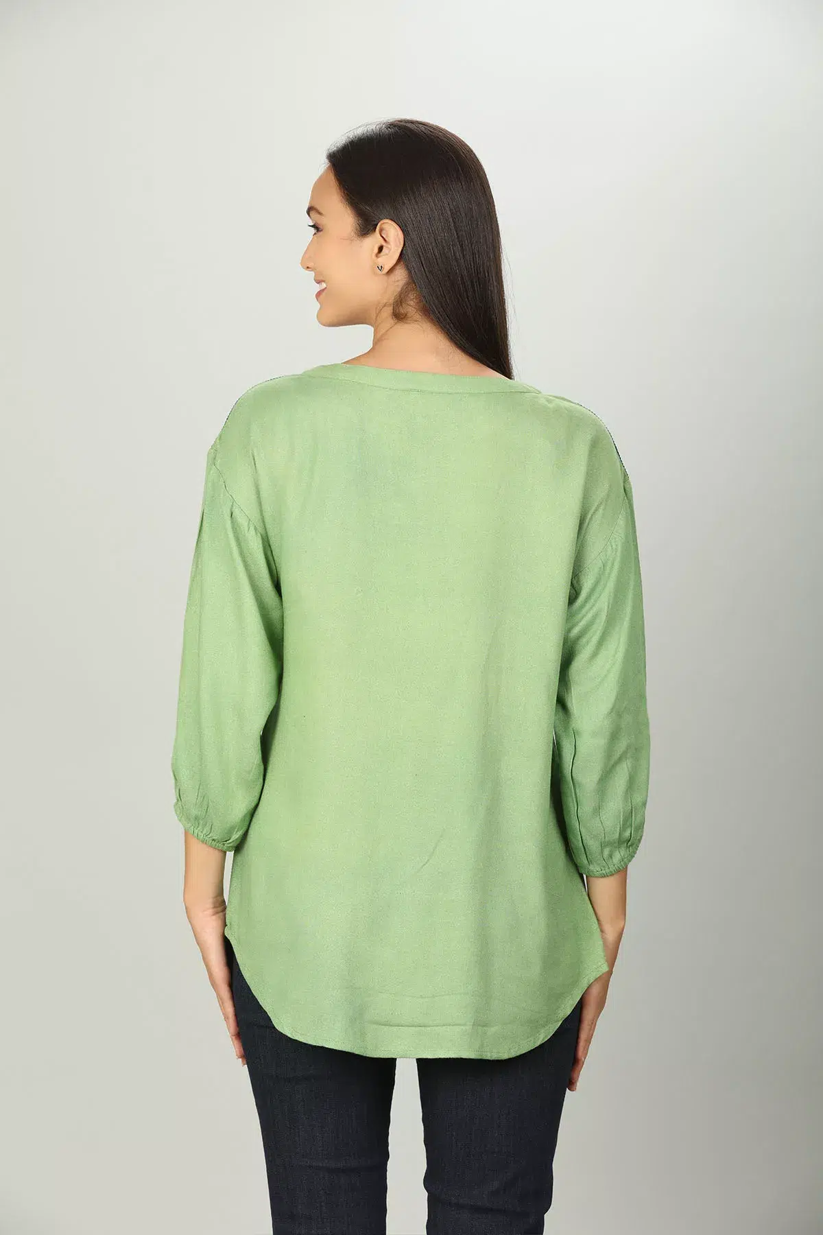 Green Embroidered Female Top