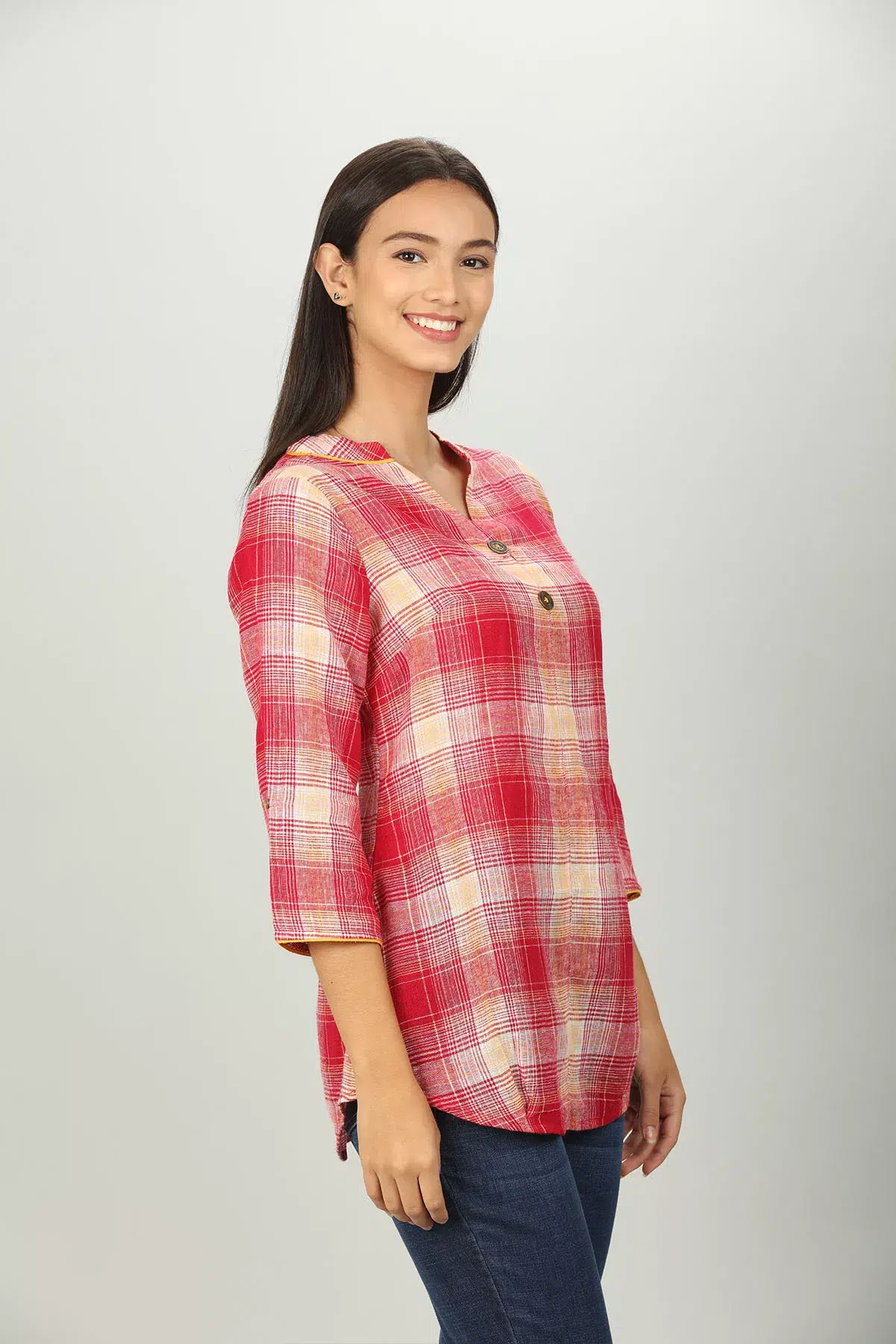 Checks Women Tops Red