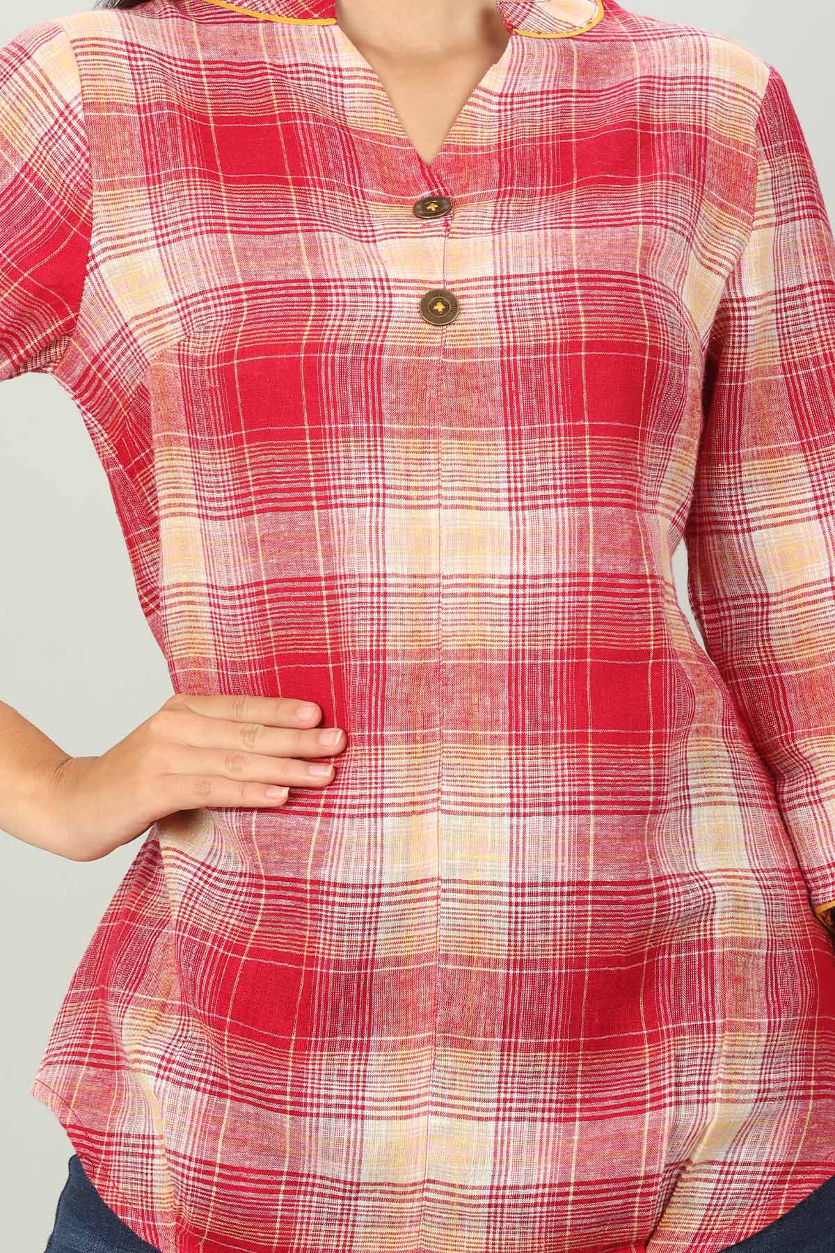 Checks Women Tops Red