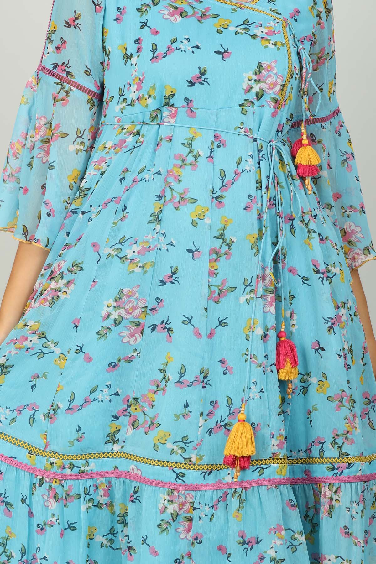Printed Blue Floral Dress Women