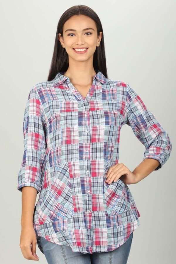 Checks Blue Shirt Women