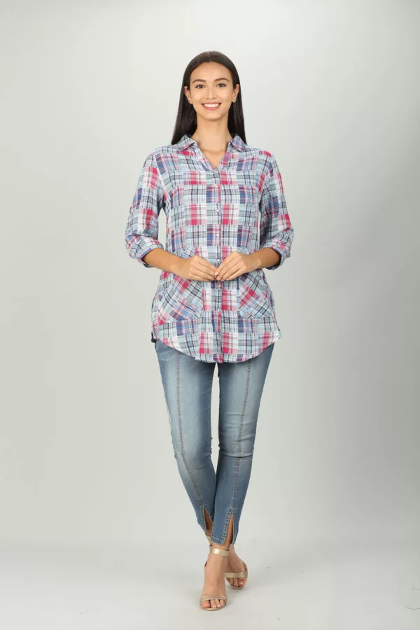 Checks Blue Shirt Women