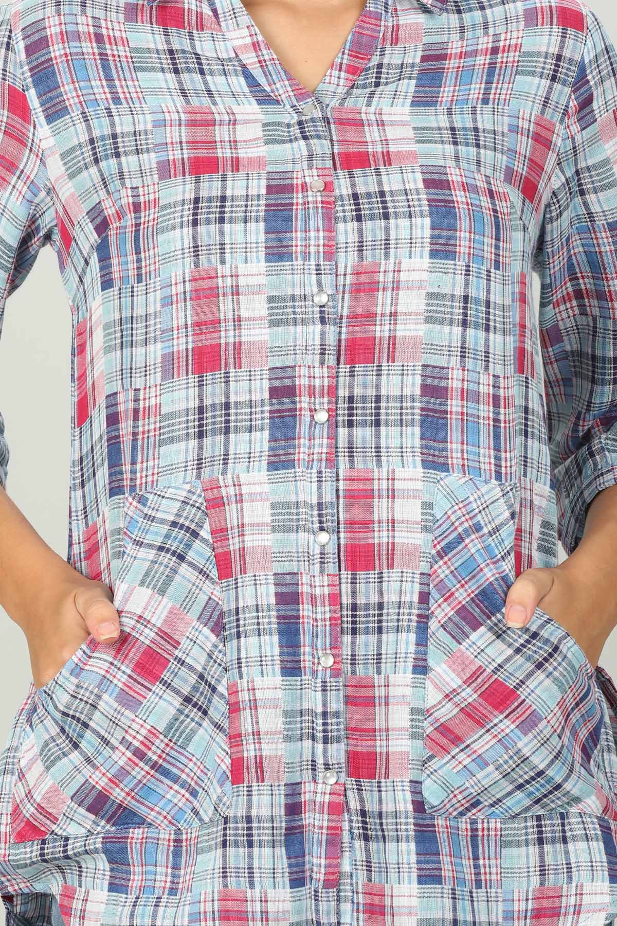 Checks Blue Shirt Women