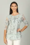 Grey Floral Printed Ladies Top India