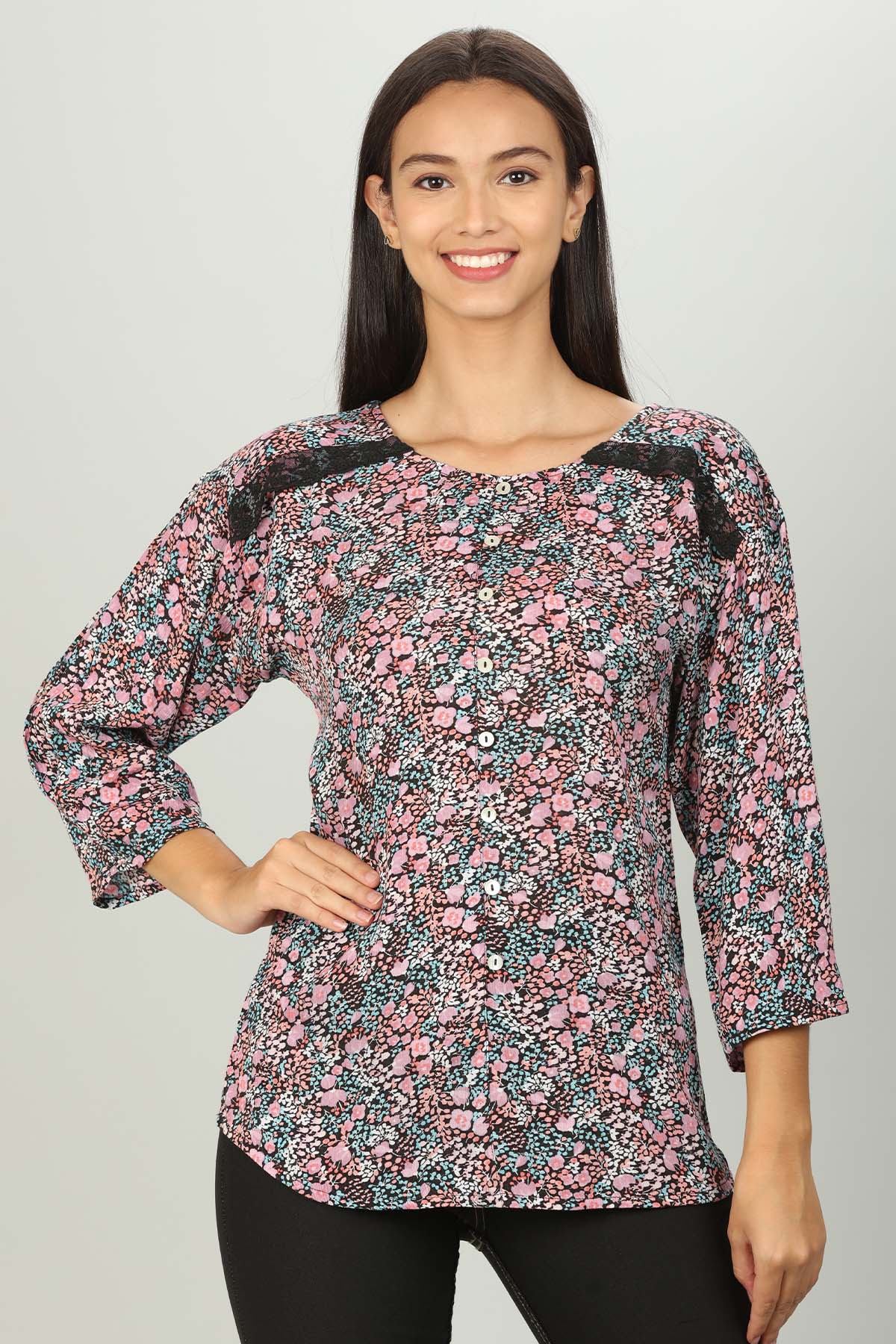 Pink Women Tops Printed