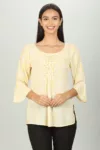 Light Yellow Printed Ladies Top Fancy